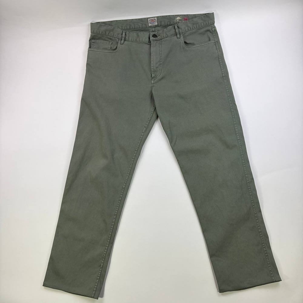 Faherty 5-Pocket Comfort Twill Pants Mens 36 Sage Green Stretch Slim Straight